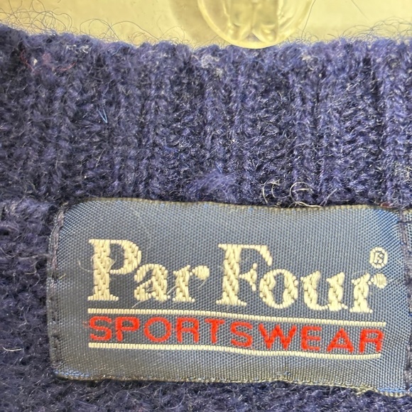 Vintage Par Four  SportsWear Wool Sweater Vest V Neck Large Mens Argyle Grandpa - Picture 5 of 13